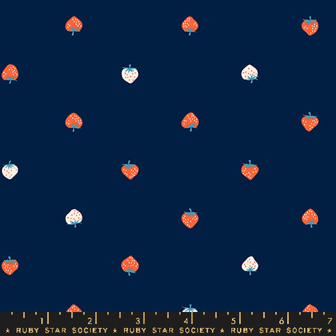 Strawberry - Strawberry Lawn in Navy RS3088 12LW - Ruby Star Society Sold by the Half Yard